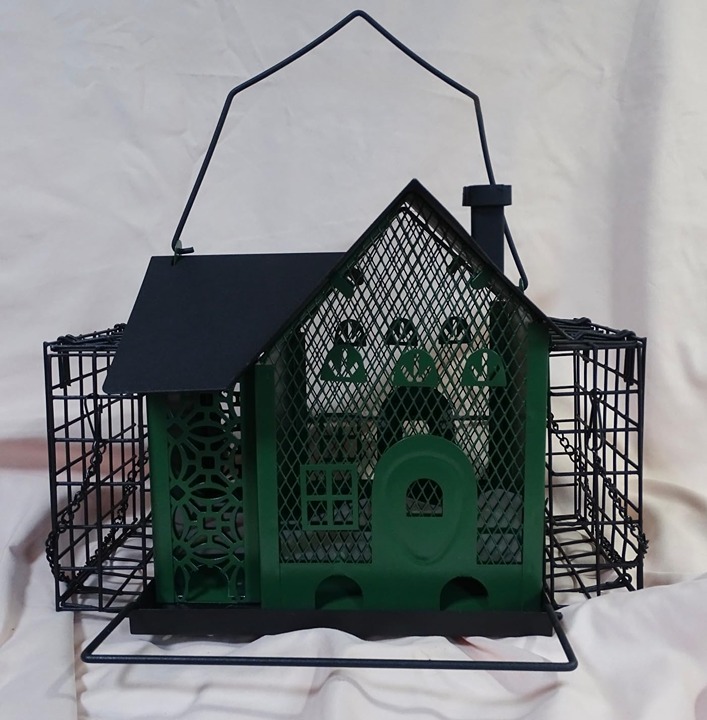 Bird Feeders for Outdoors Hanging - Metal Bird Feeder with Double Suet Cage- Ide