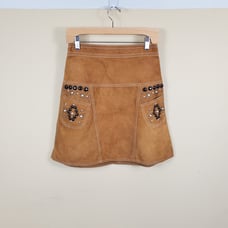 COACH A-line Lamb Suede Western Skirt with Studs Women's Size 4