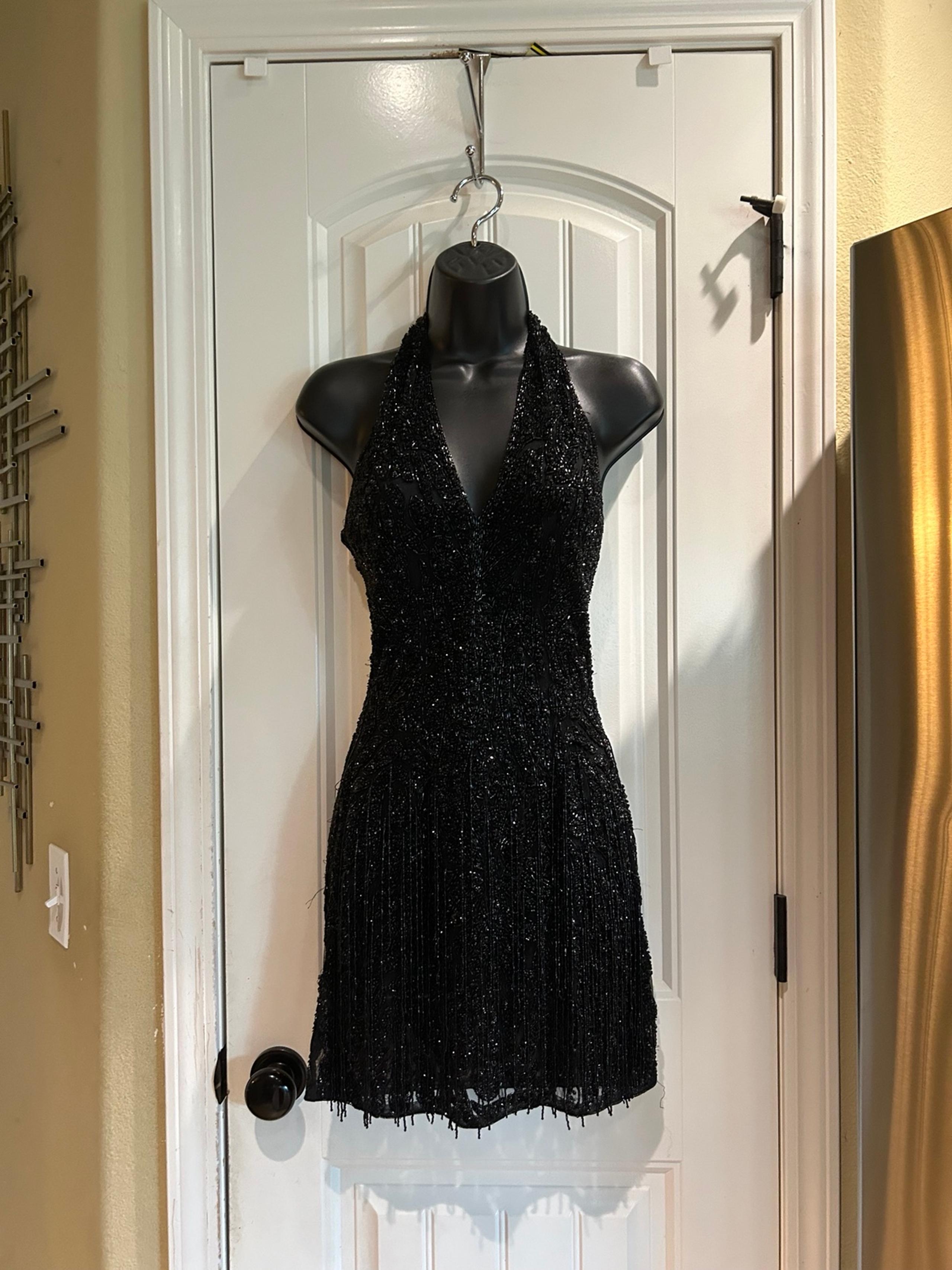 Sherri Hill Halter Beaded Cocktail Dress