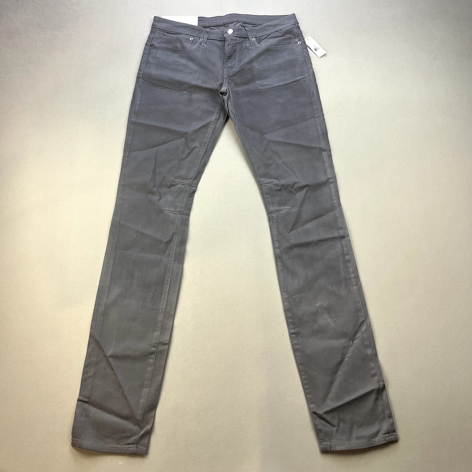 Helmut Lang Pants Mens 30 Shale Gray Chino Skinny Fit Coated Cotton Made USA