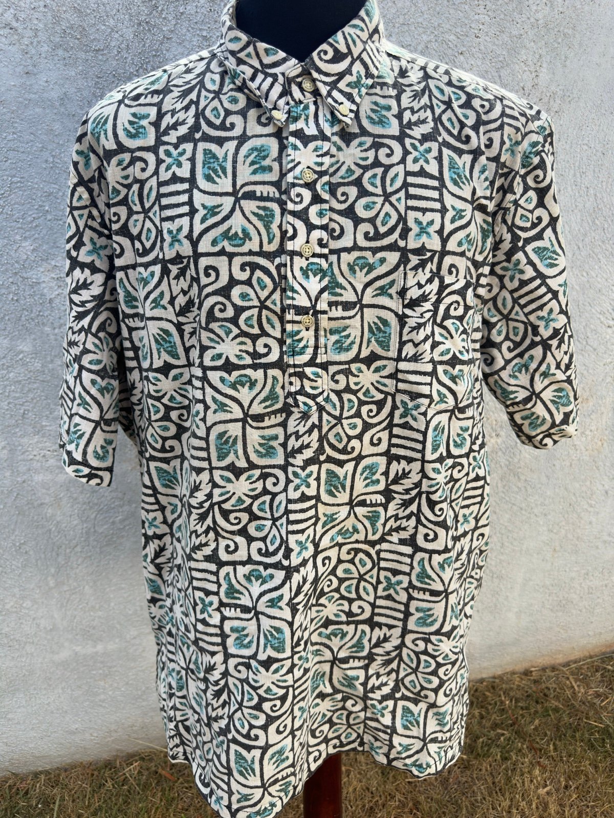 PreOwned Reyn Spooner Multicolored 3/4 Button Hawaiian Print Men's XXL