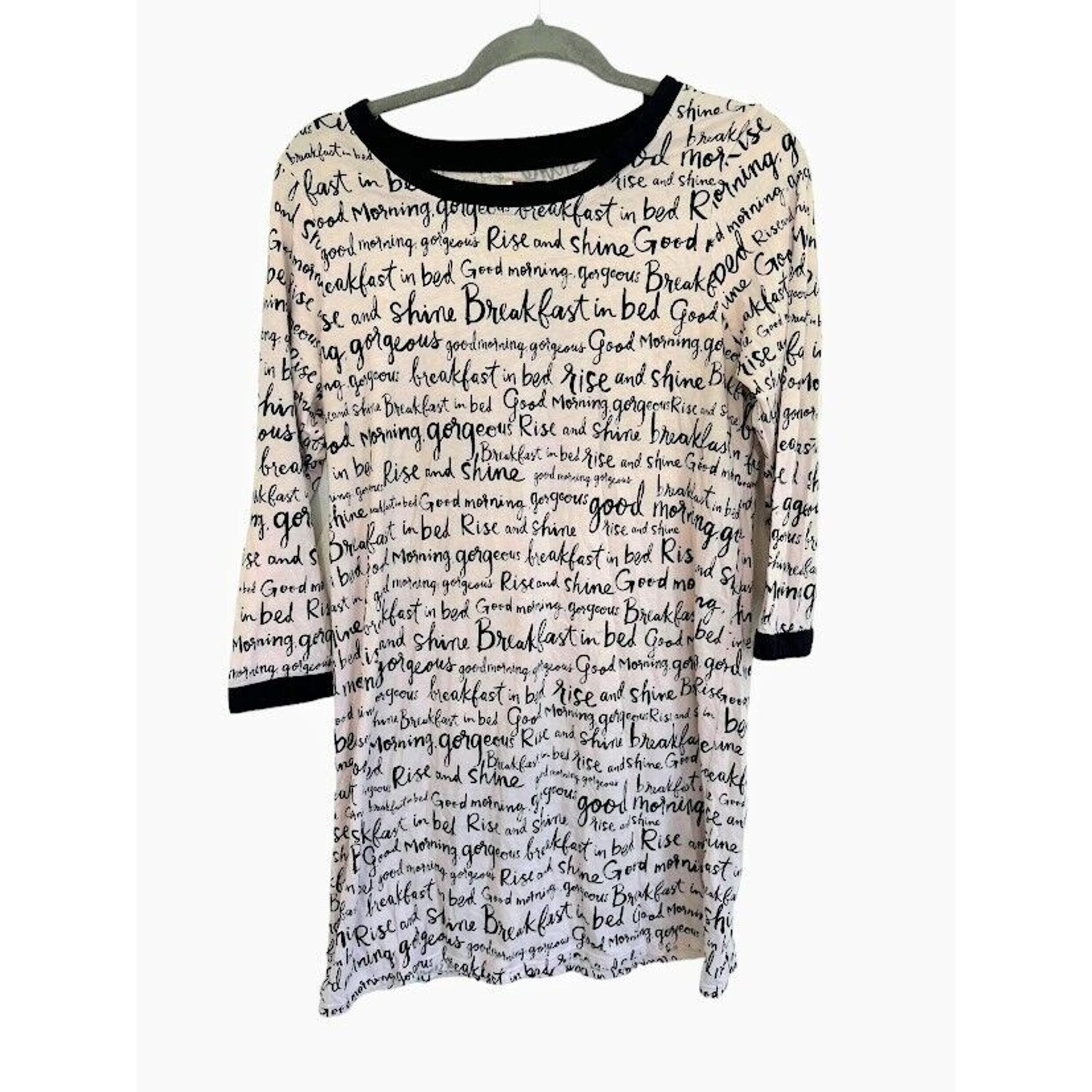KATE SPADE Sleep Shirt Womens Large Pink & Black Dream A Little Dream Nightgown