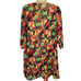Natori Semi Sheer Open Front Robe Caftan Size Petite Black Leaves 3/4 Sleeve