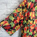 Natori Semi Sheer Open Front Robe Caftan Size Petite Black Leaves 3/4 Sleeve
