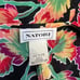 Natori Semi Sheer Open Front Robe Caftan Size Petite Black Leaves 3/4 Sleeve