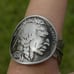 Signet ring sterling silver 1936 authentic Buffalo Indian Nickel coin adjustable