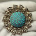 Vintage Joseph Mazer Jomaz Gold Tone Blue Turquoise Stone Pin Brooch