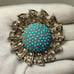 Vintage Joseph Mazer Jomaz Gold Tone Blue Turquoise Stone Pin Brooch