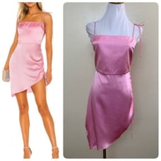 Amanda Uprichard X Revolve Chiara Mini Dress Small in Pink Flamingo Silk Satin