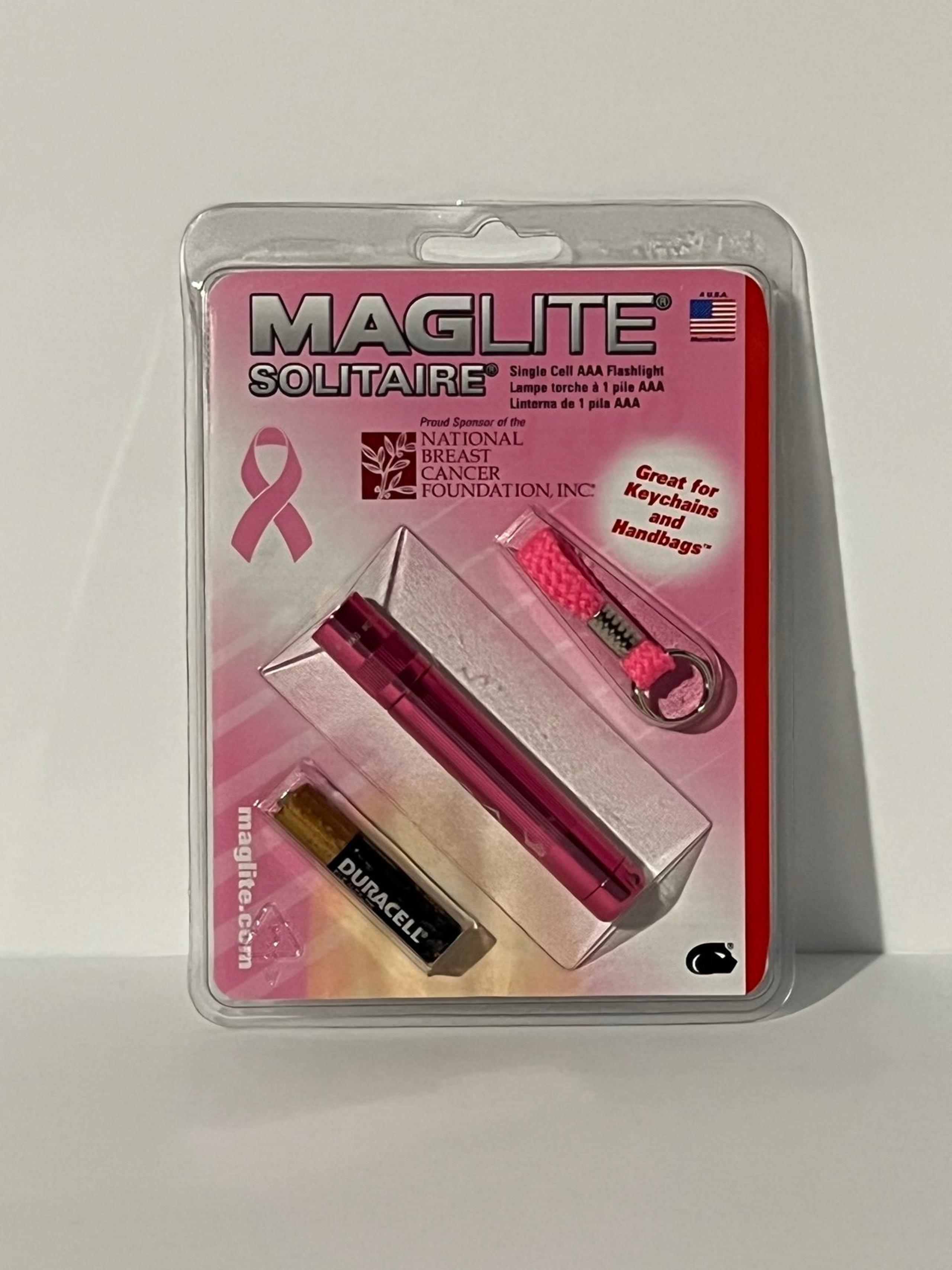 Maglite K3AMW6 Solitaire NBCF Breast Cancer Pink AAA Flashlight Exp Battery NEW