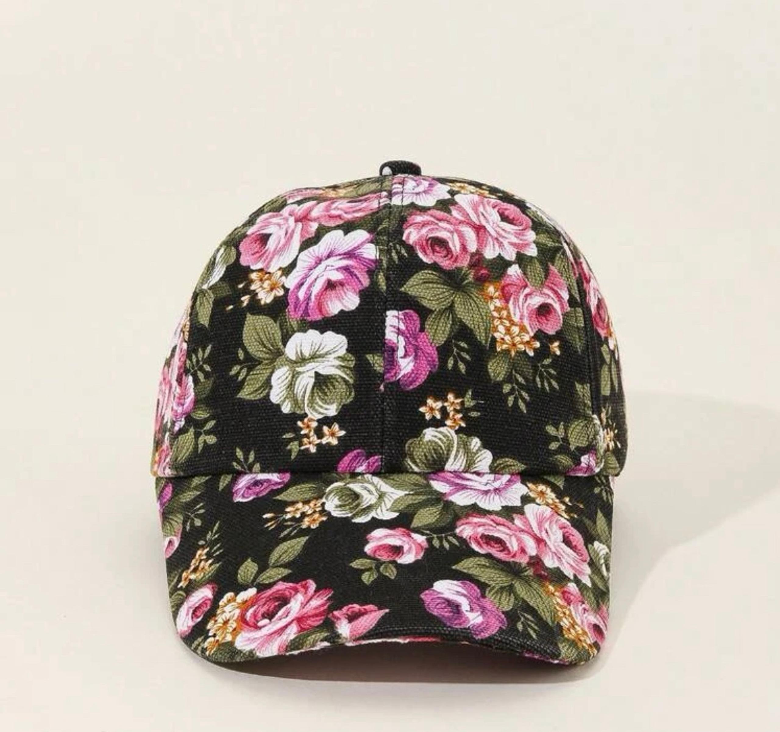 New Woman’s Black Flower Ball Cap