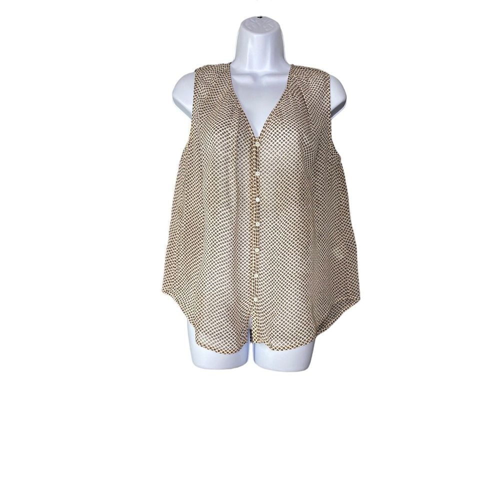 Joie Womens Button Up Sleeveless Semi-Sheer 100% Silk Size Small
