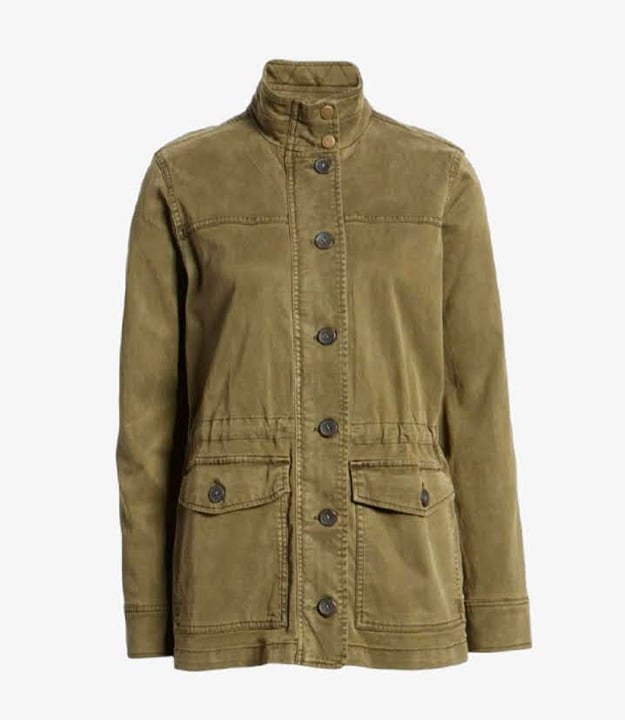 Lucky Brand Jacket Women Size 1X Olive Green Military Utility Long Sleeve