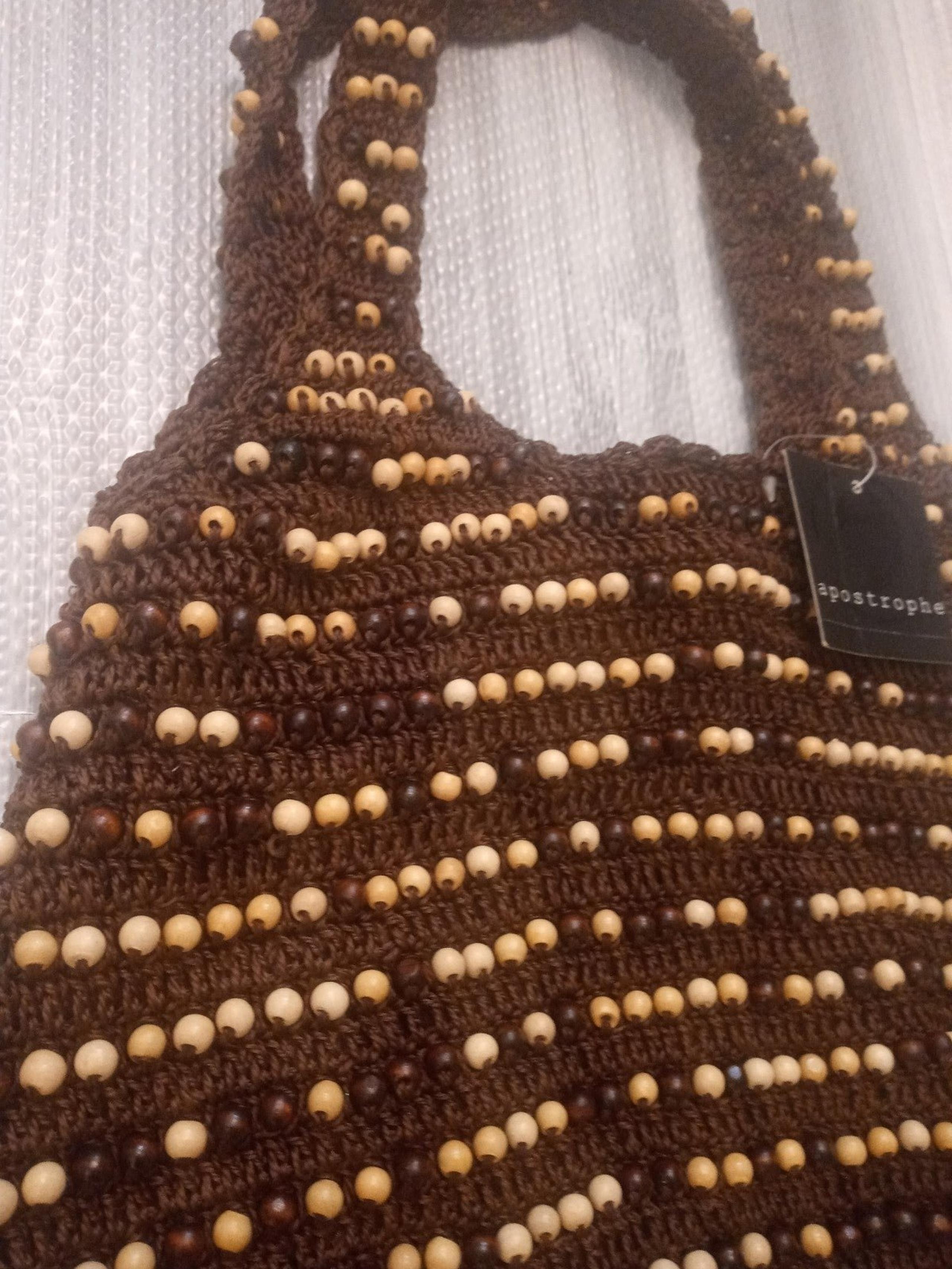 Beaded Crochet Woven Tote Bag - Purse N O S