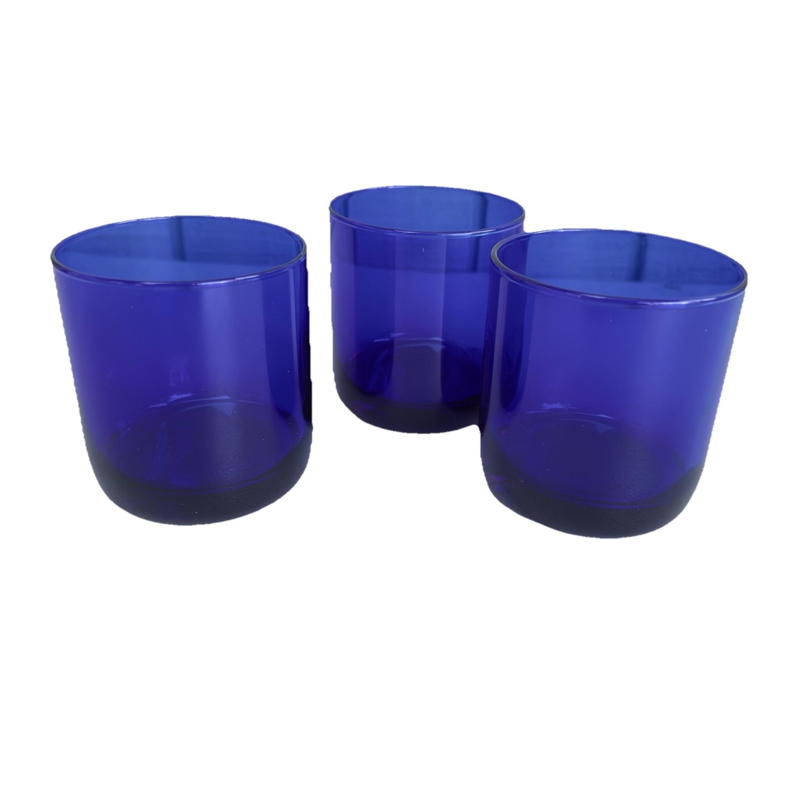 Libbey Metropolitan Cobalt Blue 3.5" Flat Juice Rocks Glasses Set of 3