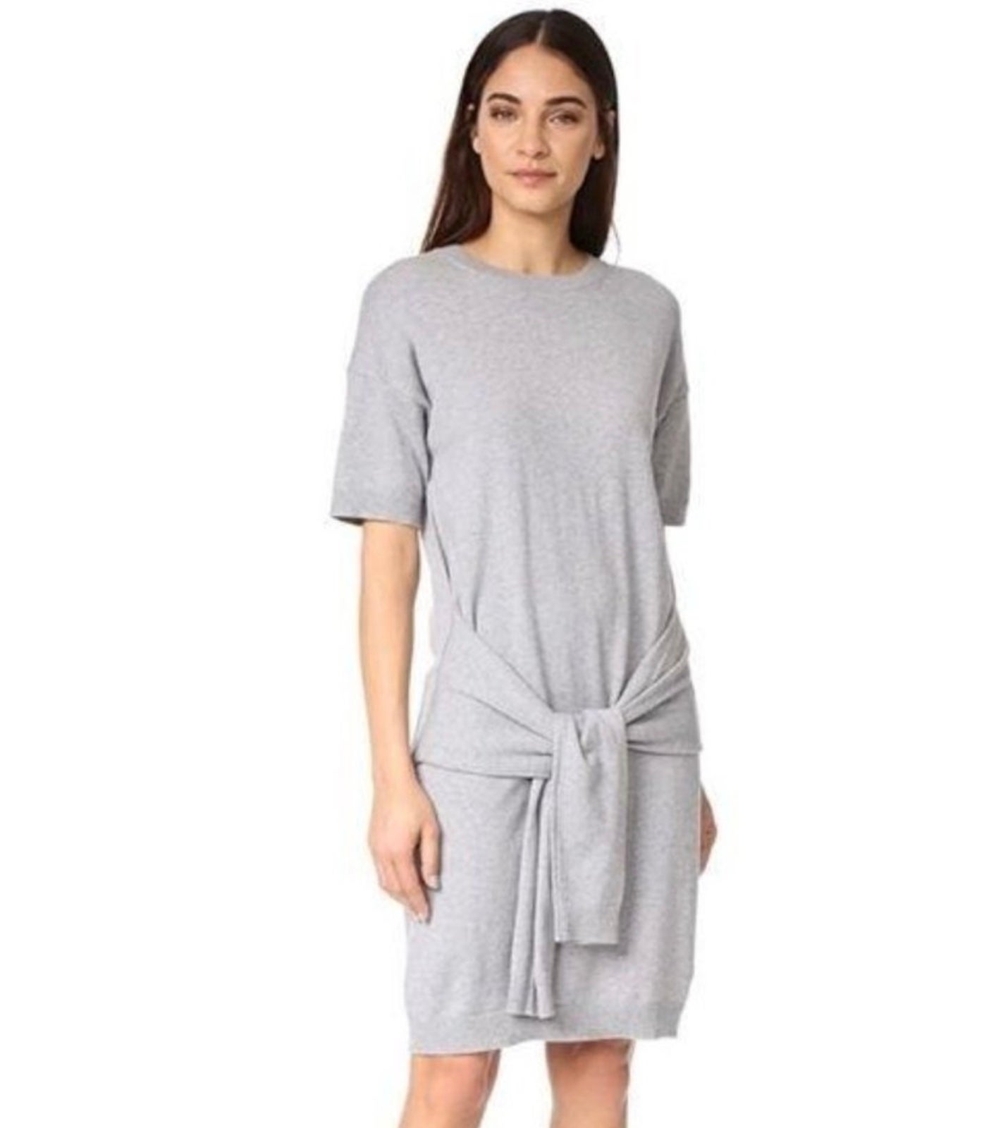 Vince Short Sleeve Tie-Waist Knitted Sweater Dress L