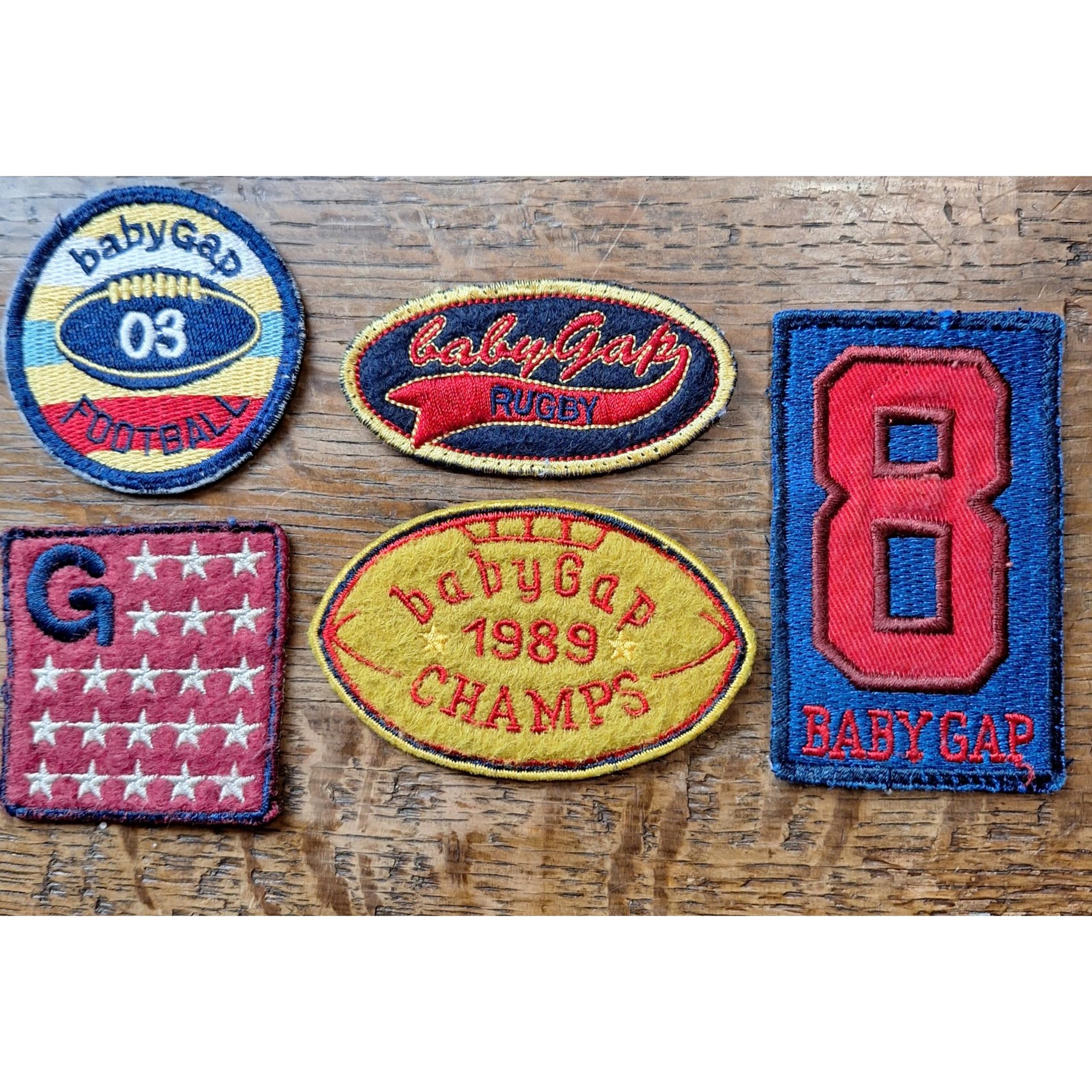 5 Vintage Baby Gap Embroidered Logo Patches Rugby Football The Gap
