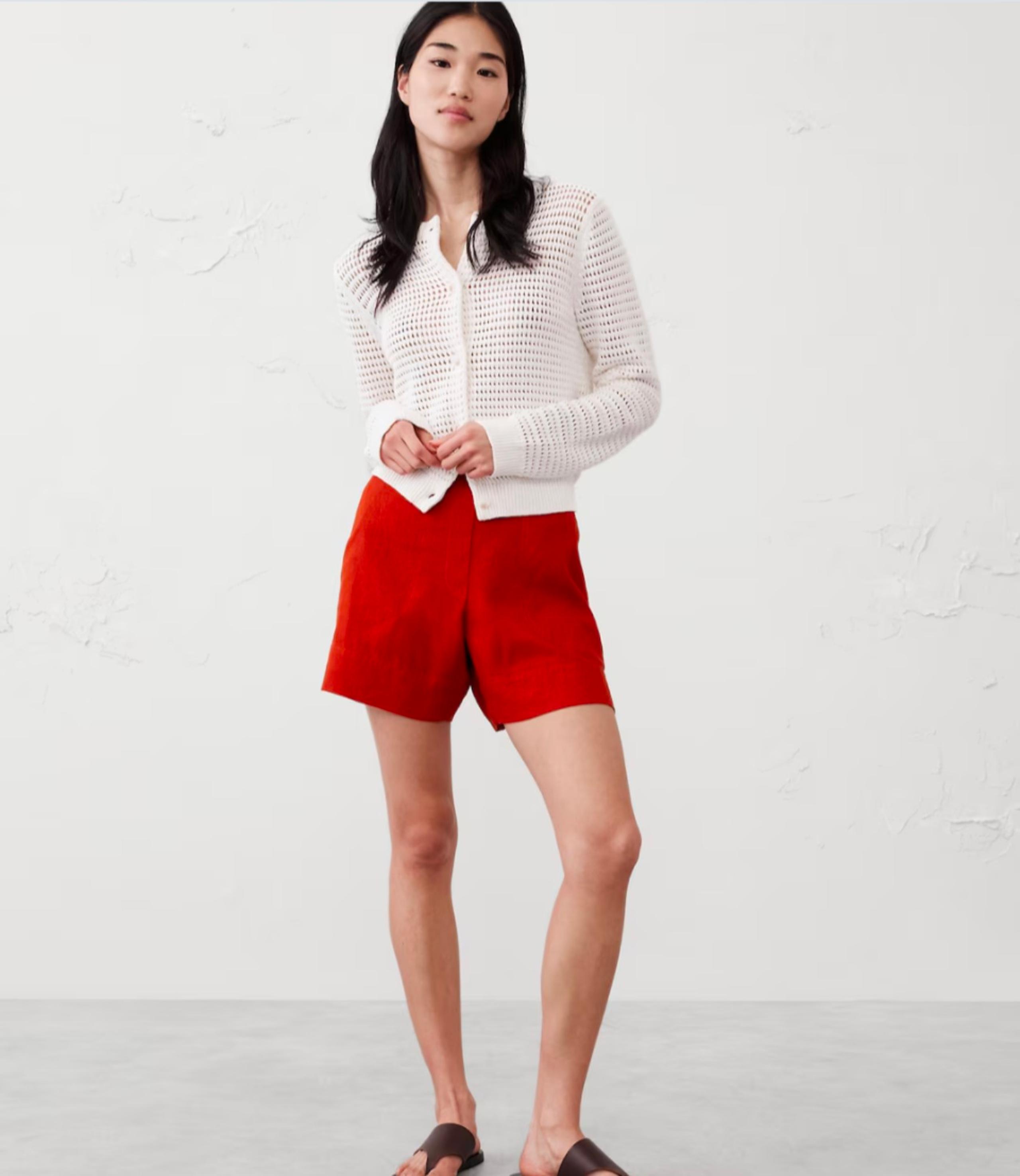 Banana Republic Women's XXL Scorched Orange Linen Blend Pull On 5"Shorts Pockets