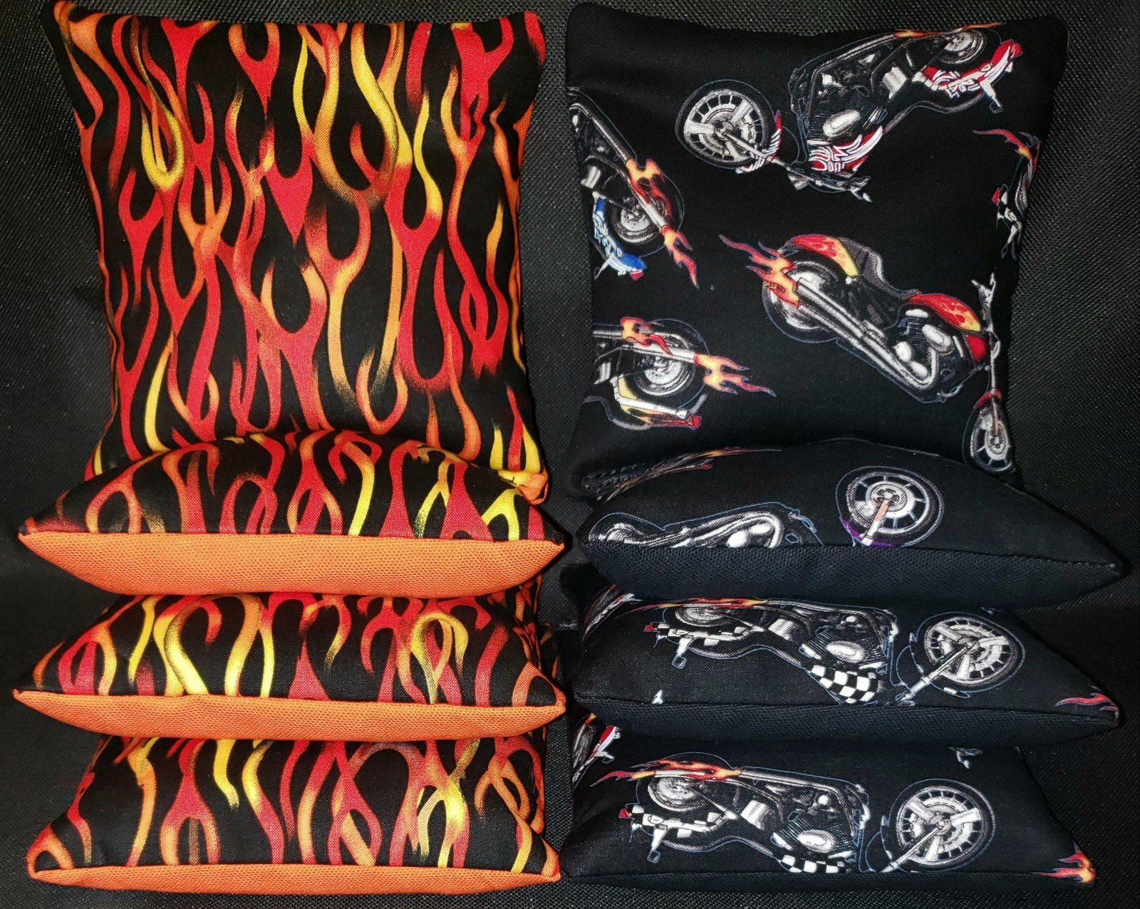 Set Of 8 Motorcycle Harley Cornhole Bean Bags FREE SHIPPING