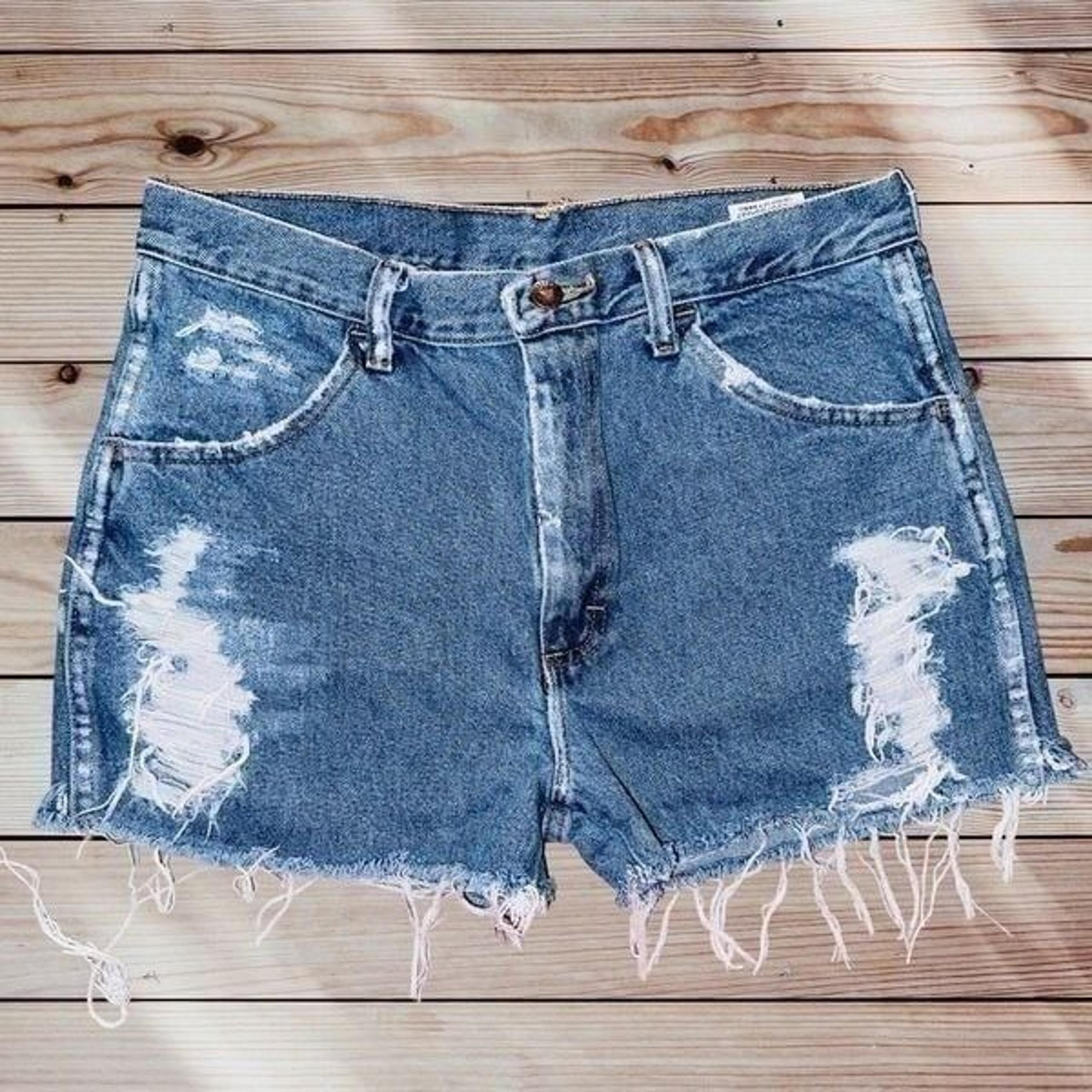 M1 Rustler cutoff jean shorts denim womens size 10 12 distressed