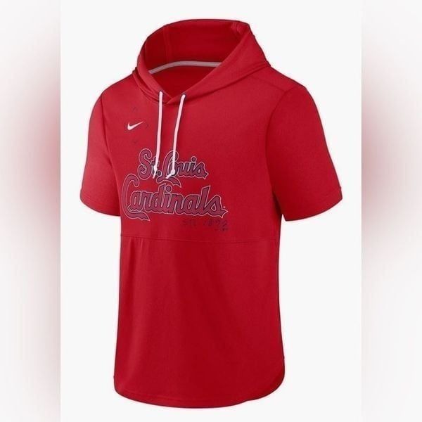 NWT NIKE Men’s Red MLB St Louis’s Cardinals Short Sleeve Graphic Hoodie Size XL