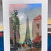 Eiffel Tower Signed Oil Painting small Canvas on Wood