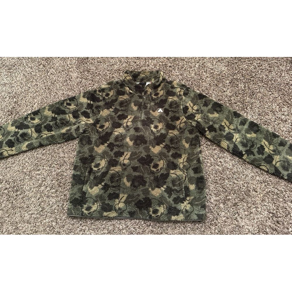 Airwalk Military Cammo Green Quarter Zip Sherpa Sweater Jacket Mens Size 2XL