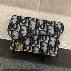 Dior Logo Print Card Case Navy