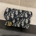 Dior Logo Print Card Case Navy