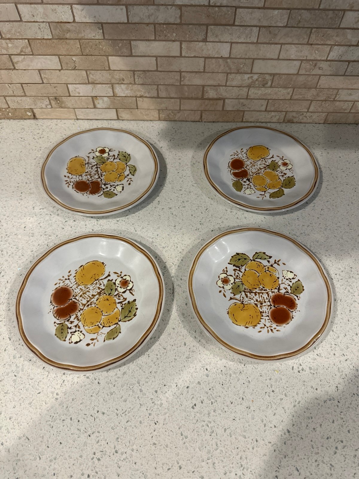 Vintage Retro 12 Harvest Stoneware Japan round Plate or Platter set