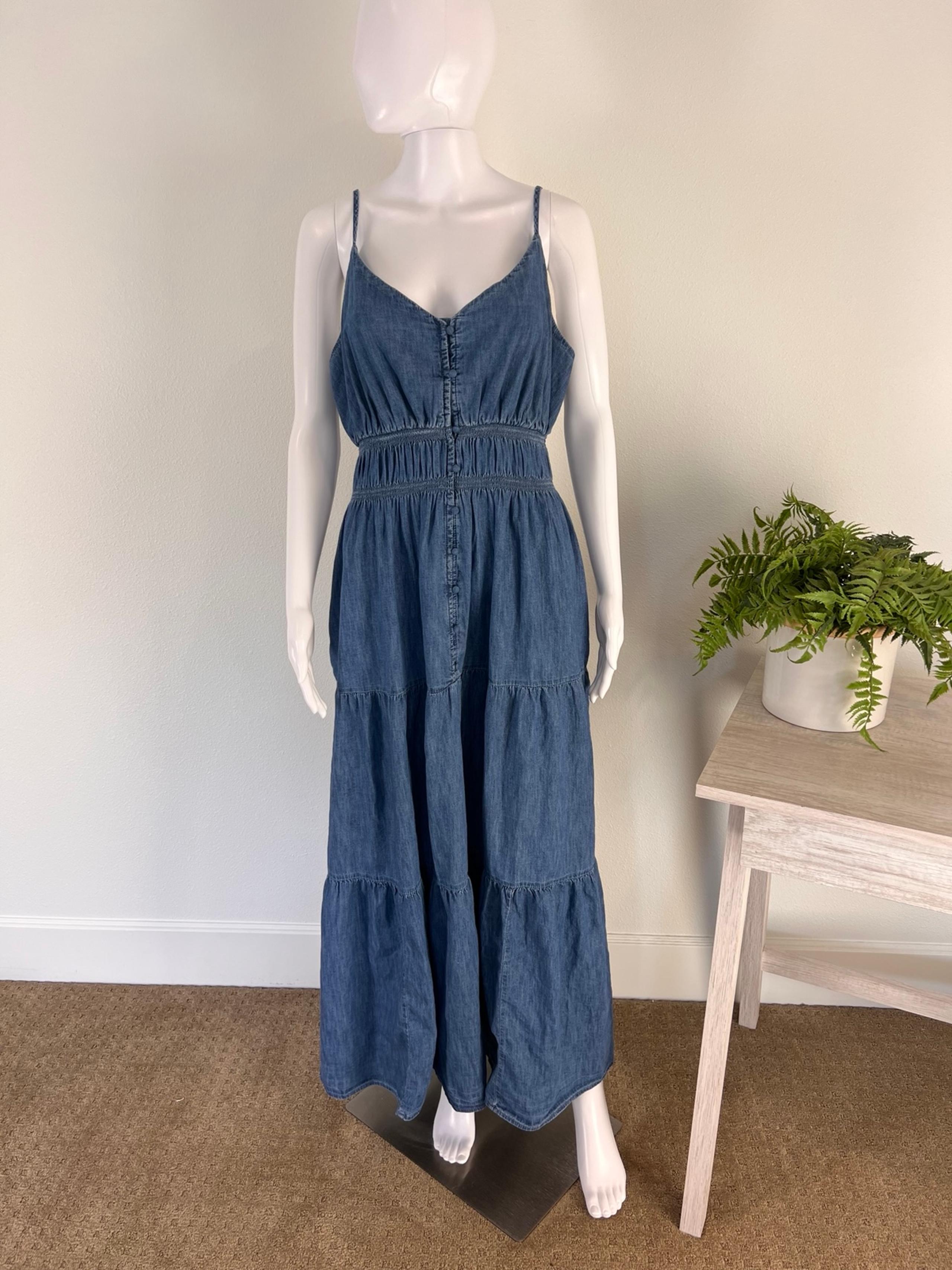 Gap women’s Organic Cotton Denim Maxi Dress size Large NWT summer boho casual