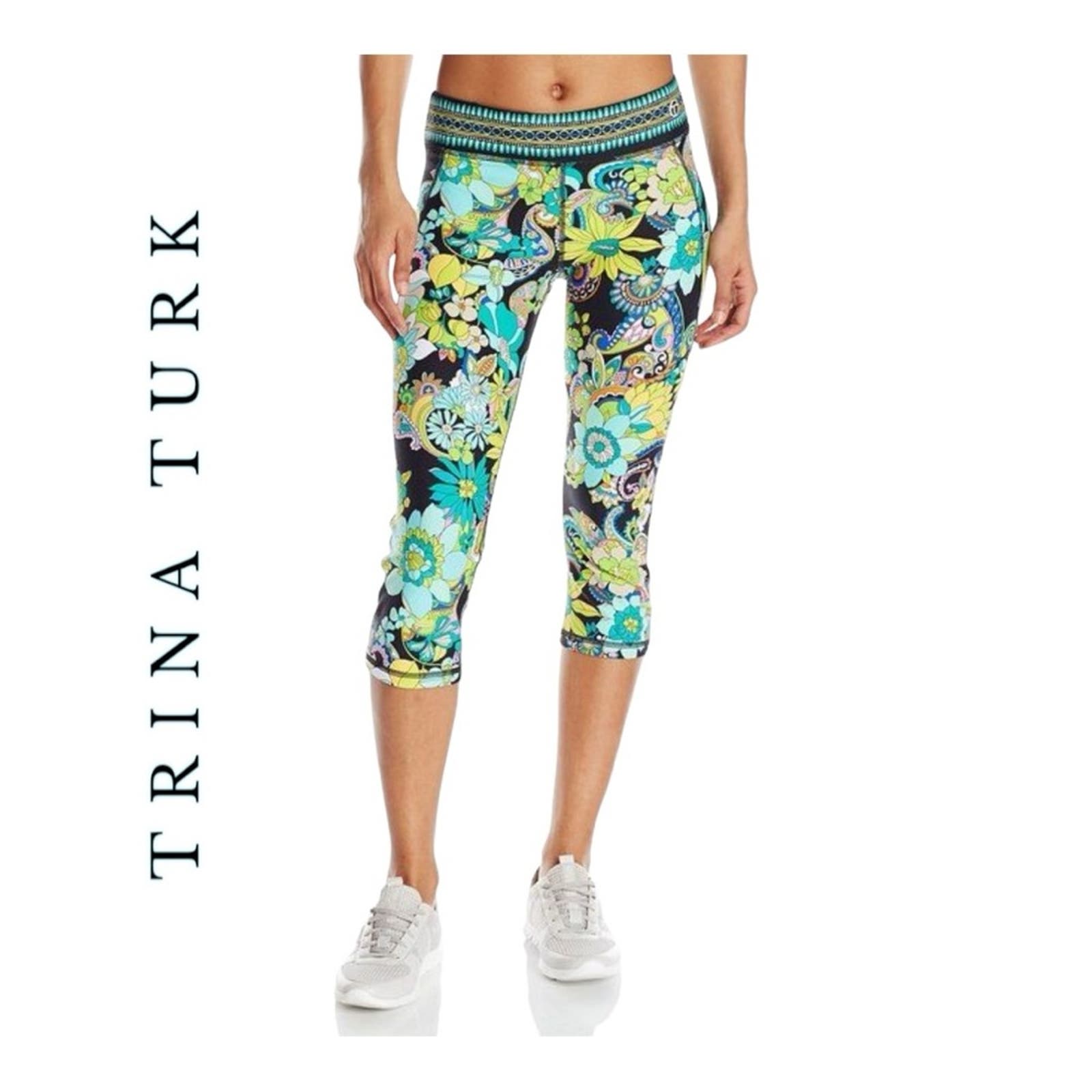 TRINA TURK MONACO PRINT MID LENGTH LEGGINGS SIZE XSMALL FLORAL PATTERN