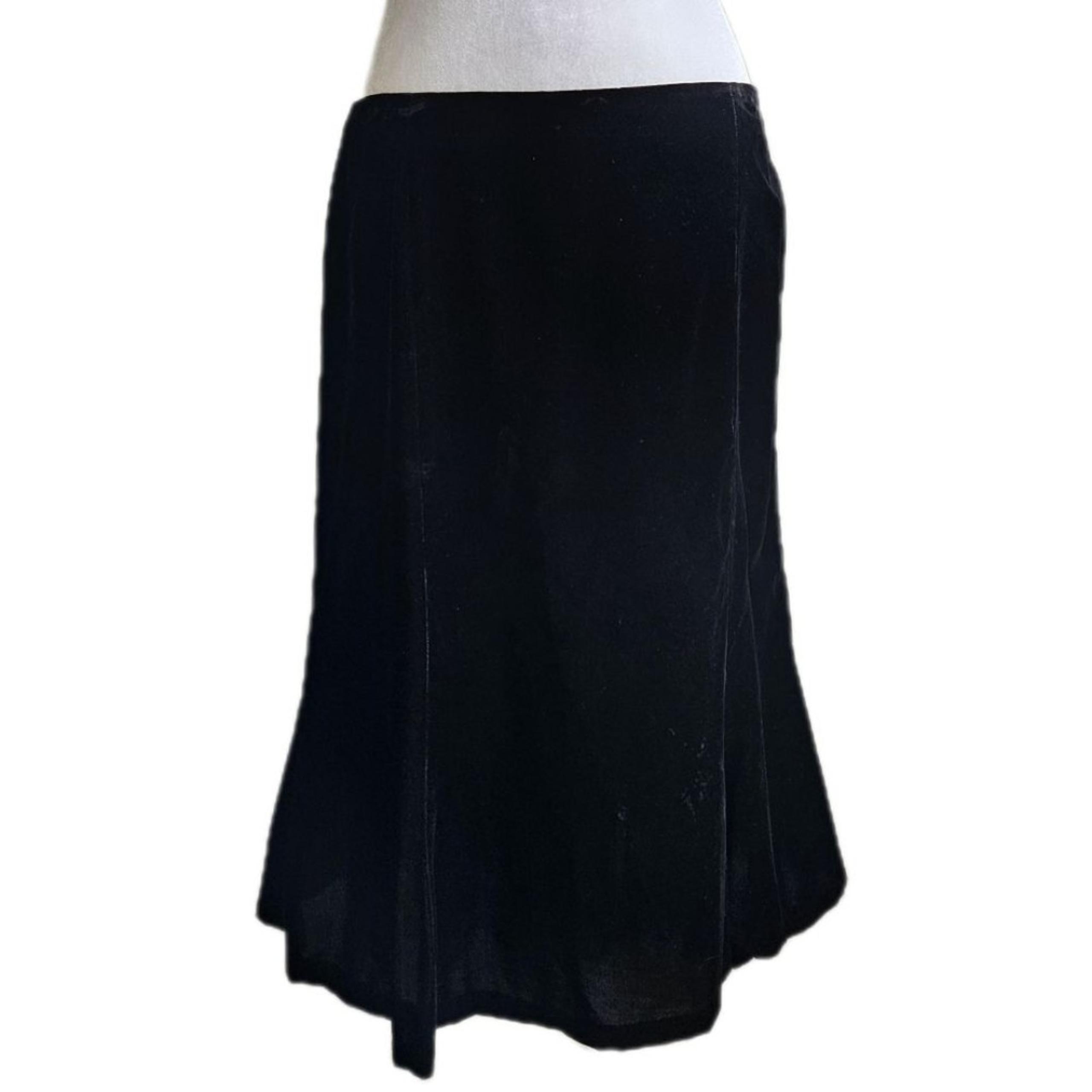 Victor Costa Black Velvet Flare Midi Skirt Women's 12 Vintage Witchy Whimsigoth