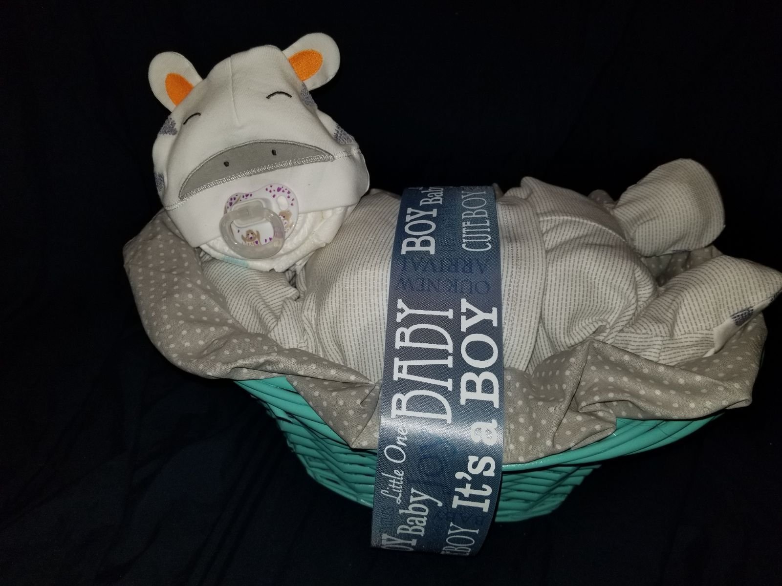 Sleeping Baby Diaper Cake With Basket