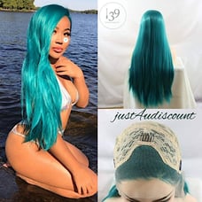 Wowfactor green teal lace front wig