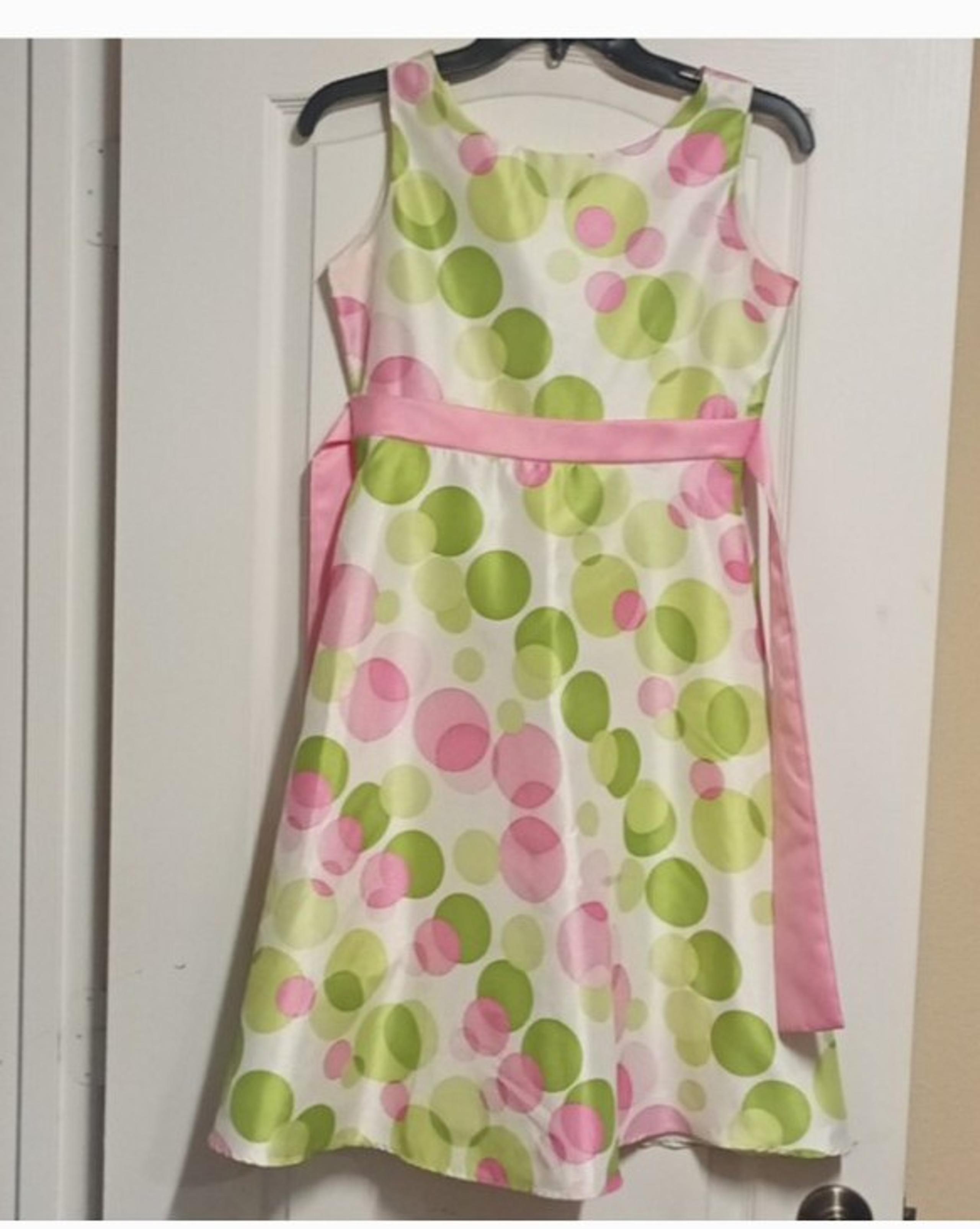 Girls green and pink polka dot dress size 14