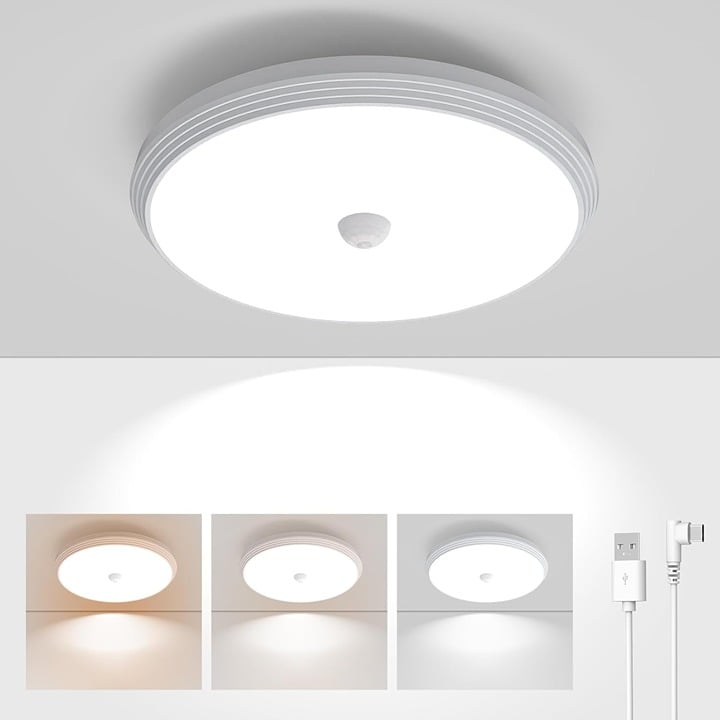 Battery Operated Ceiling Light Wireless Motion Sensor Light,Rechargeable 8000mAh