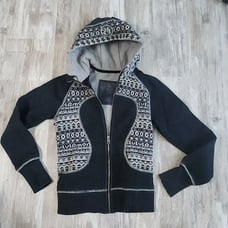 Lululemon Special Edition Scuba Full Zip Hoodie Fair Isle Knit Womens Sz 6 Black