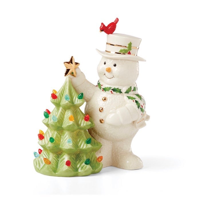 NWT LENOX Happy Holly Days Snowman Lit Figurine This joyful happy holly days sno