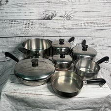 Revere Ware Pots And Pans Set Copper Bottom Stainless Mixed Lot 11 Pieces