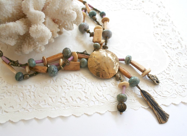 Mary Doug Hancock Southwest bohemian statement necklace. Mummy's Bundle, tribal