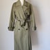 EUC ZARA Long Trench Coat Doublebreast Pocket Belted Cotton Green Women's XS