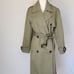 EUC ZARA Long Trench Coat Doublebreast Pocket Belted Cotton Green Women's XS