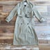 EUC ZARA Long Trench Coat Doublebreast Pocket Belted Cotton Green Women's XS