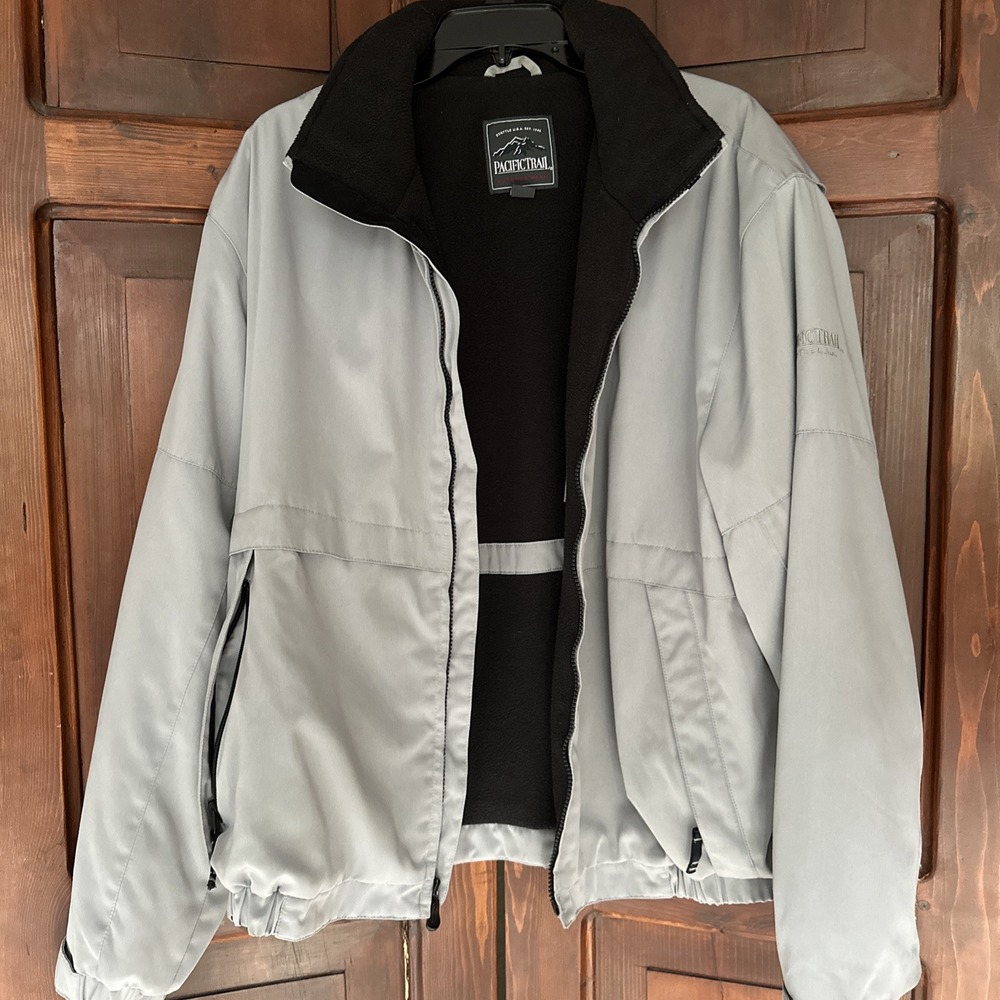 Pacific Trail Jacket Mens Adult Large Gray Winter Coat Fleece Lined W/hood EUC