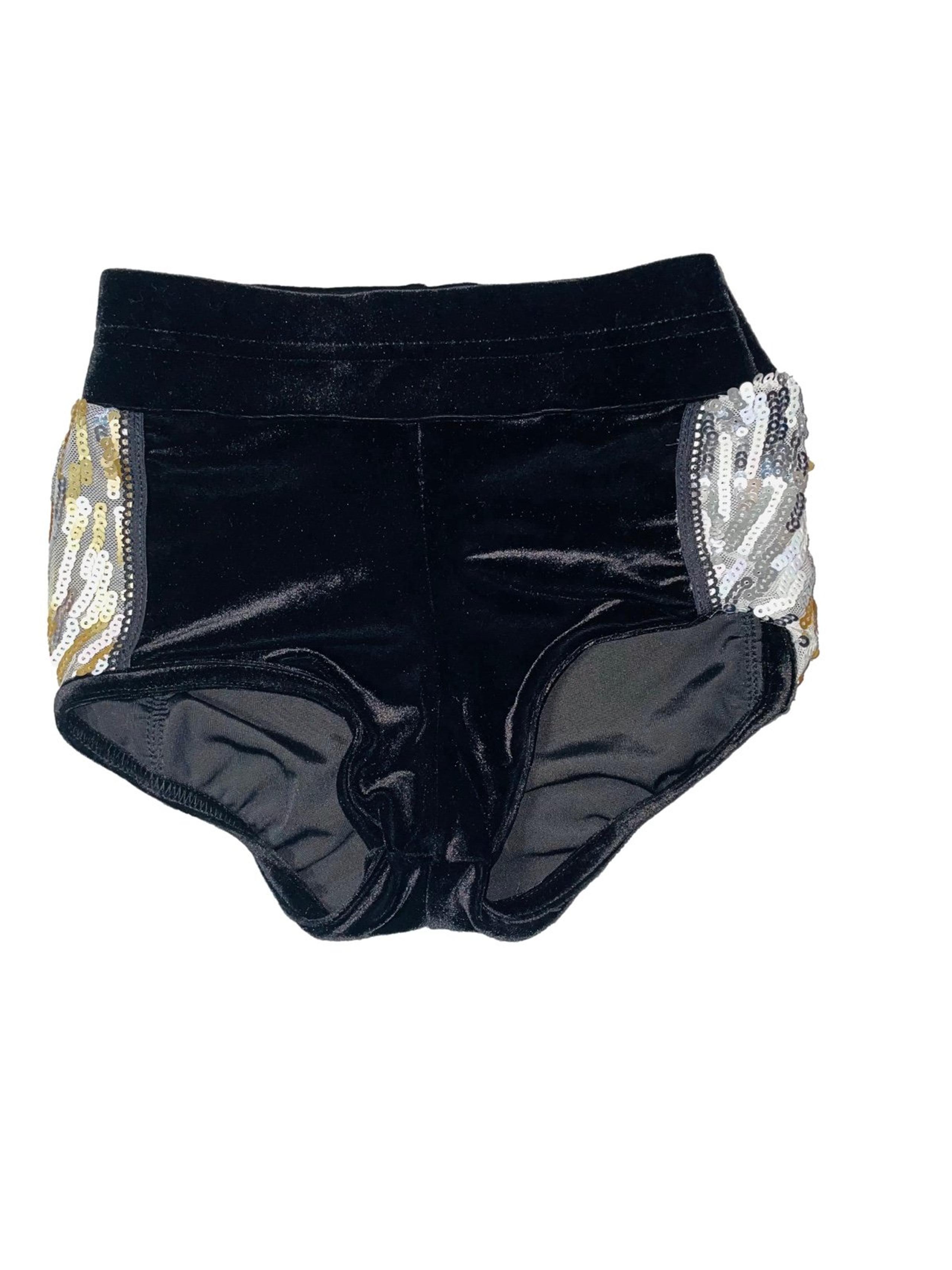 CONTOURS GIRLS SIZE LARGE DANCE BLING SEQUENCED VELVET FEEL SHORTS SIZE L GLAM