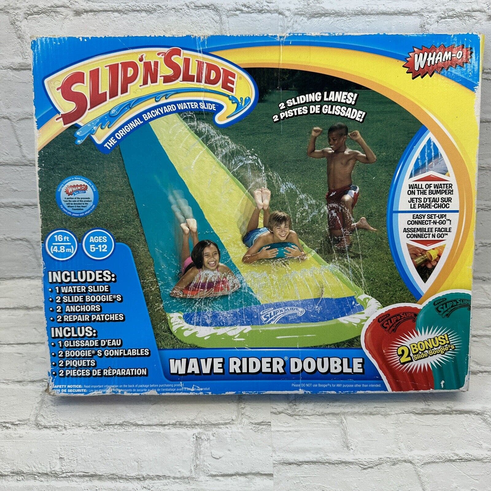 Slip N Slide Wham-O Wave Rider Double Backyard Water Slide Extra Long 16Ft
