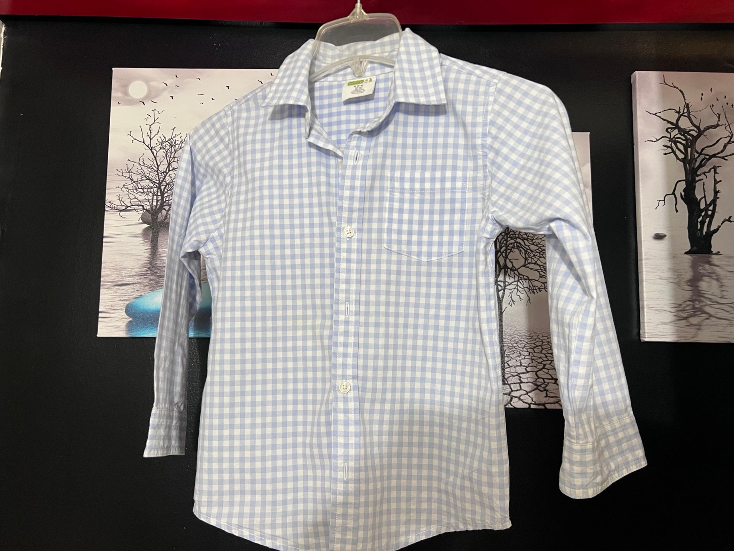 Crazy 8 Boys' Button-Down Shirt - Size 5/6 ~ Blue & White Checkered Long Sleeve