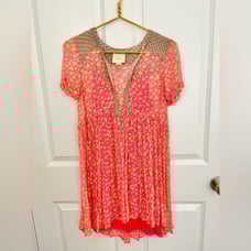 Anthropologie Maeve Pink floral sheer sleeved dress