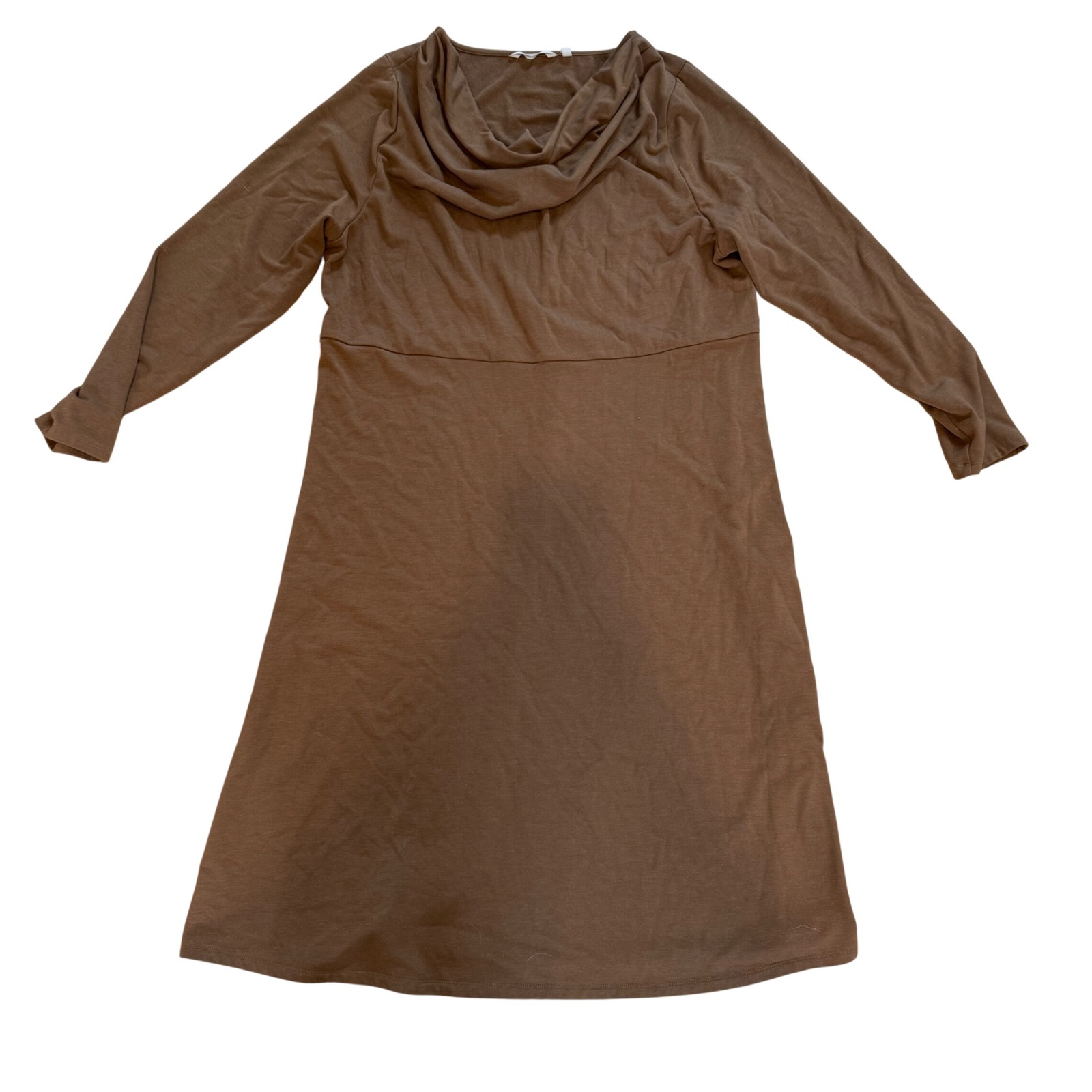 Soft Surroundings belted Dress Cowl Neck Long Sleeve Casual Brown 1X